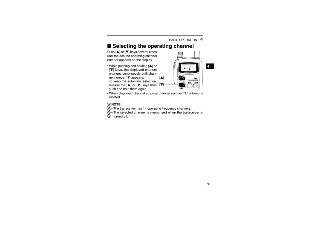 Socket Mobile IC-4088A instruction manual Selecting the operating channel 