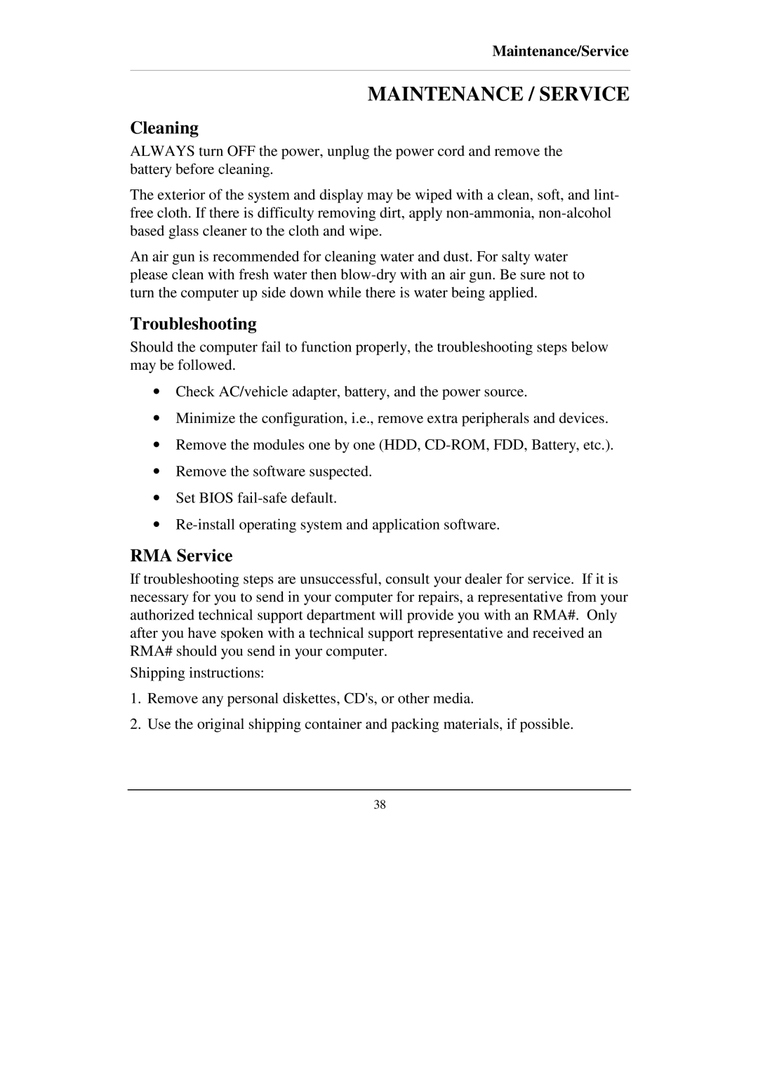 Socket Mobile RT786 RT786EX manual Maintenance / Service, Cleaning, Troubleshooting, RMA Service, Maintenance/Service 