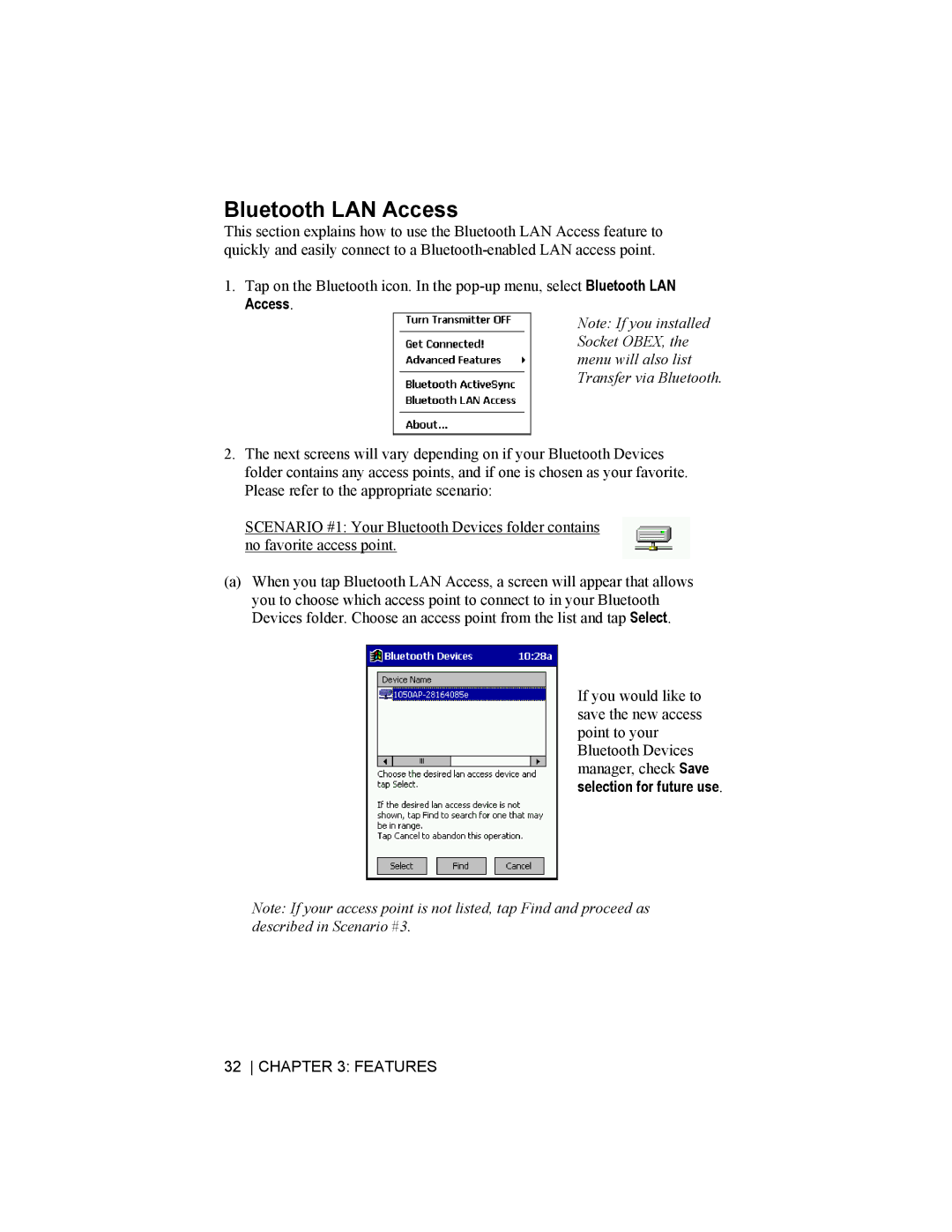 Socket Mobile CompactFlash/SDIO Connection Kit with Bluetooth Wireless Technology manual Bluetooth LAN Access 