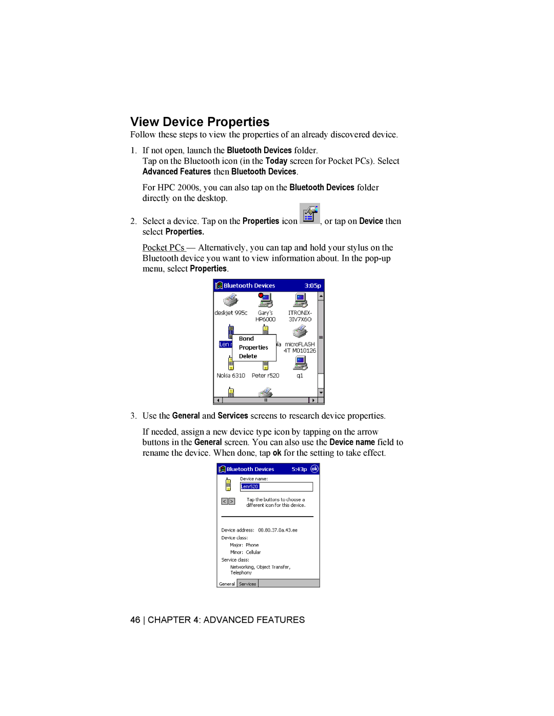 Socket Mobile CompactFlash/SDIO Connection Kit with Bluetooth Wireless Technology manual View Device Properties 