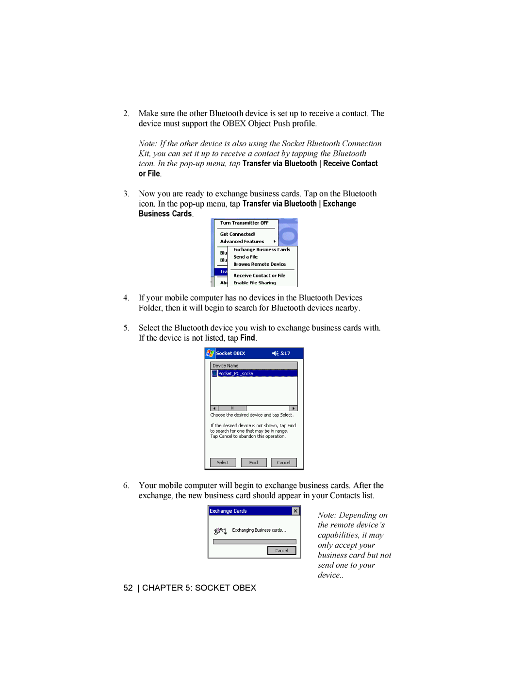 Socket Mobile CompactFlash/SDIO Connection Kit with Bluetooth Wireless Technology manual Socket Obex 