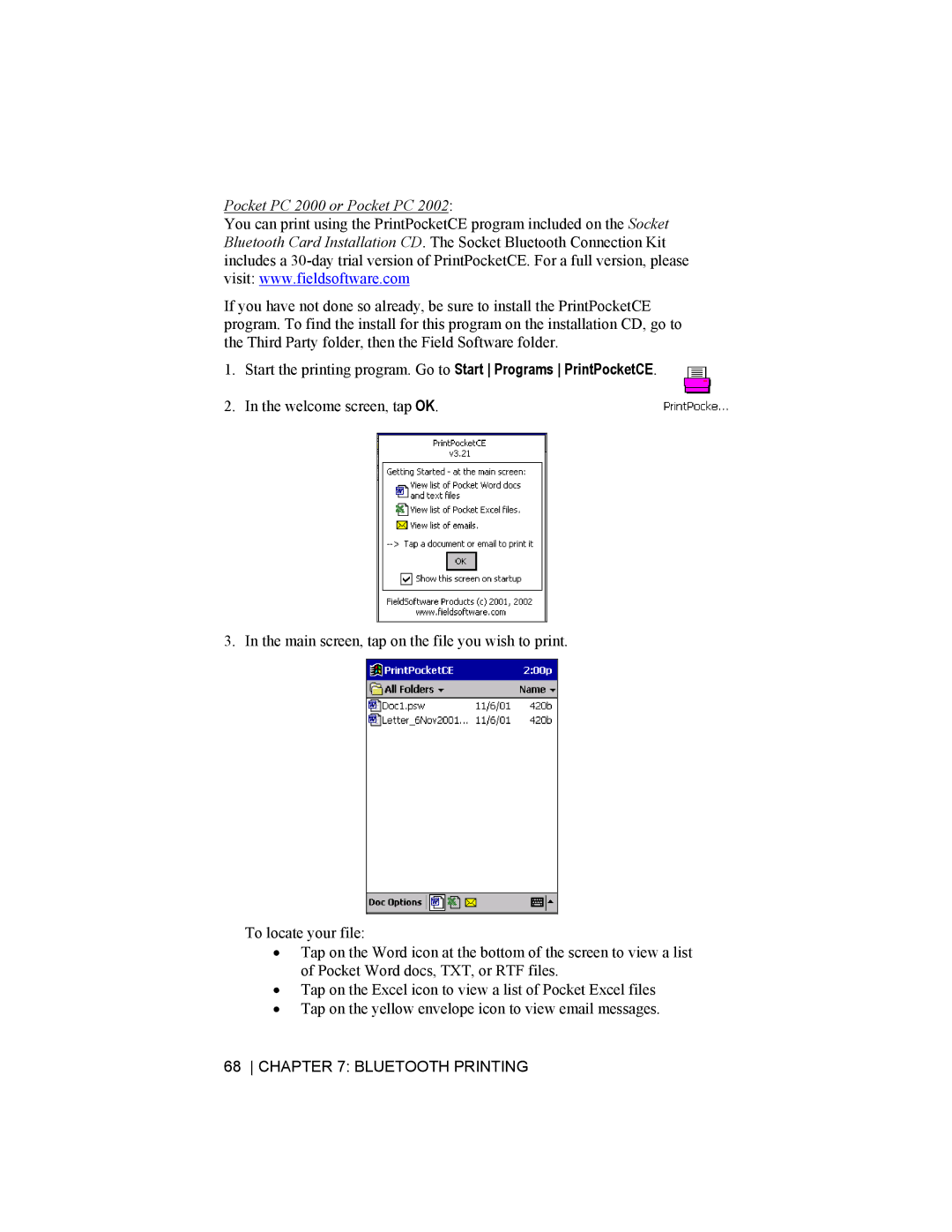 Socket Mobile CompactFlash/SDIO Connection Kit with Bluetooth Wireless Technology manual Pocket PC 2000 or Pocket PC 