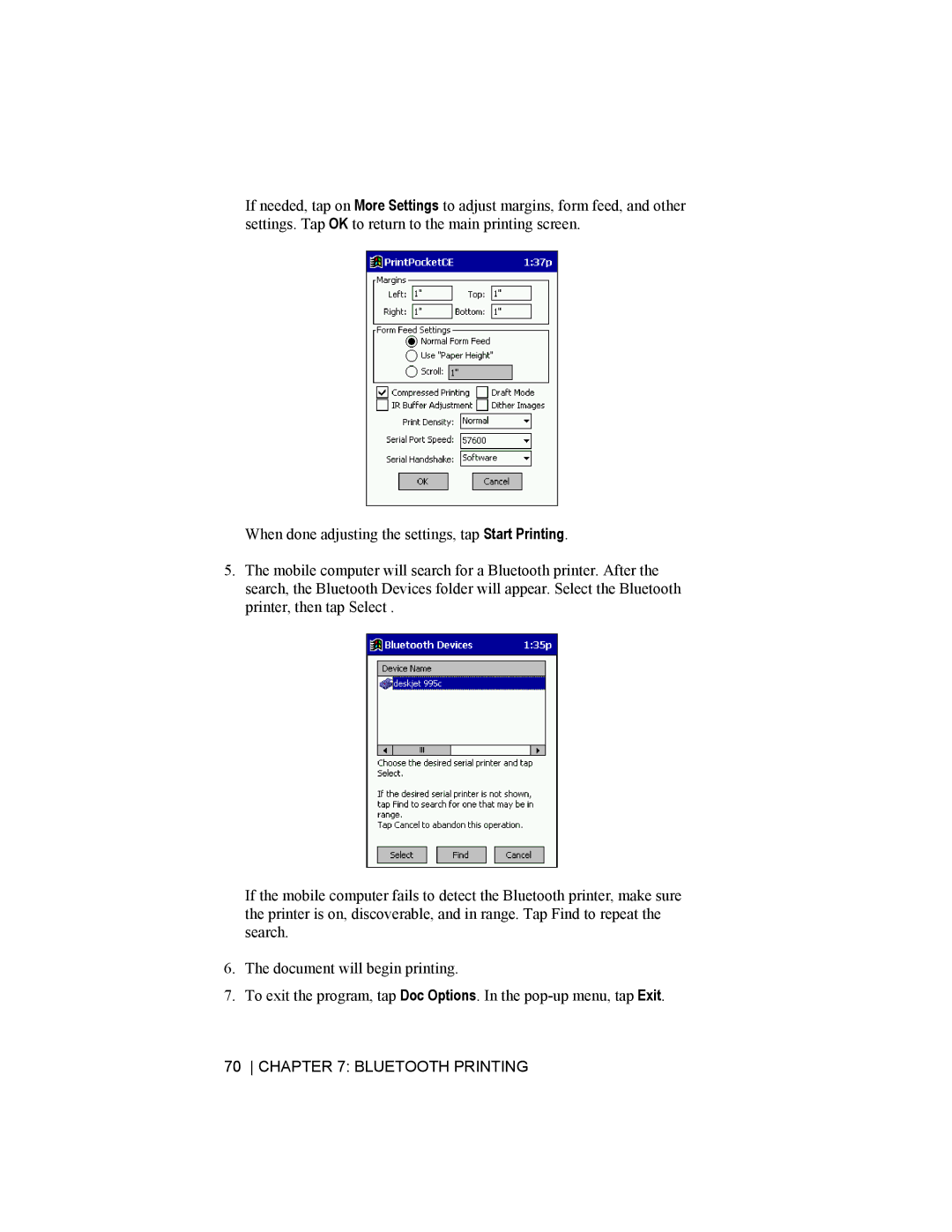 Socket Mobile CompactFlash/SDIO Connection Kit with Bluetooth Wireless Technology manual Bluetooth Printing 