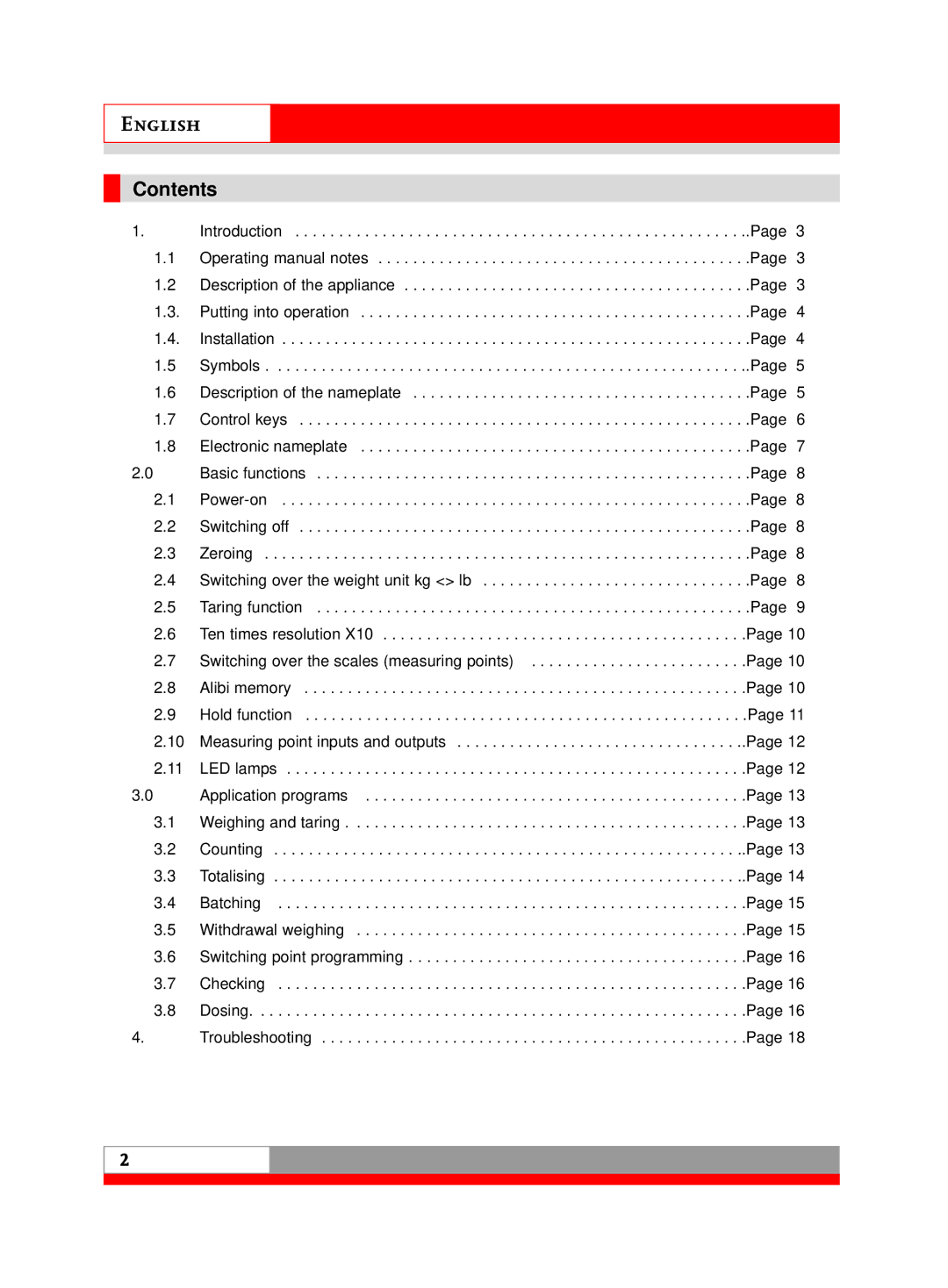 Soehnle 3010 manual English, Contents 