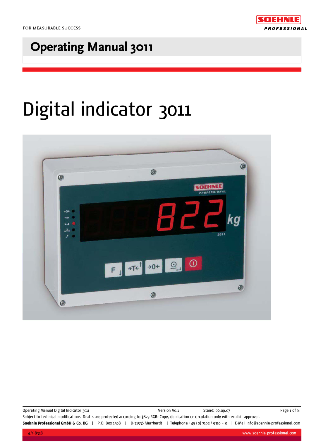 Soehnle 3011 manual Digital indicator 