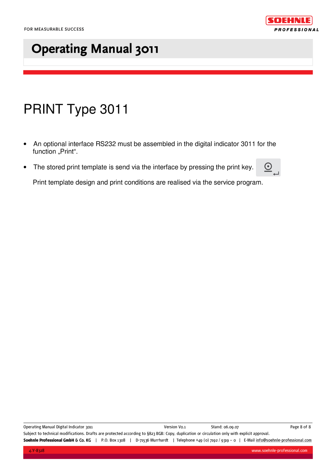 Soehnle 3011 manual Print Type 