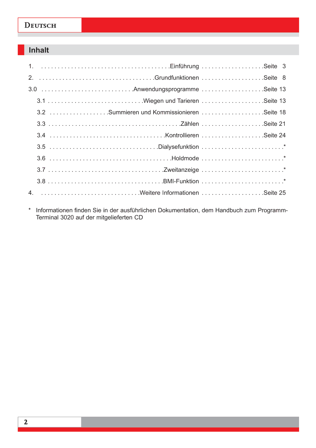 Soehnle 3020 manual Deutsch, Inhalt 