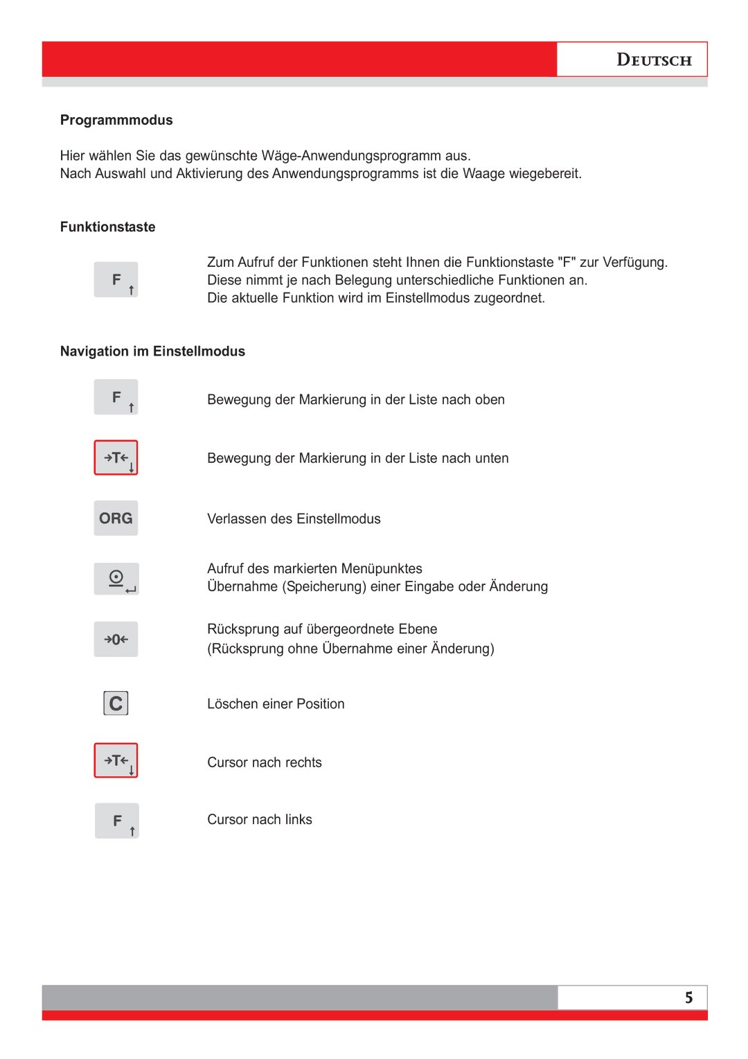 Soehnle 3020 manual Programmmodus, Funktionstaste, Navigation im Einstellmodus 