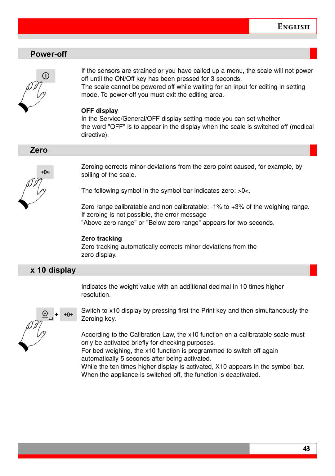 Soehnle 7710 operating instructions Power-off, OFF display, Zero tracking 