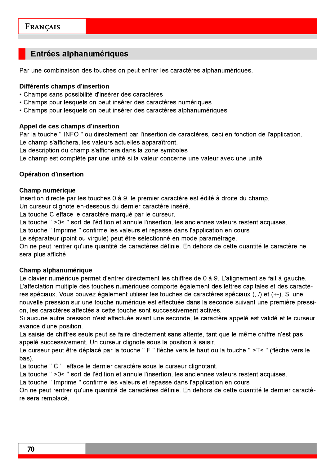 Soehnle 7710 Entrées alphanumériques, Différents champs dinsertion, Appel de ces champs dinsertion, Champ alphanumérique 