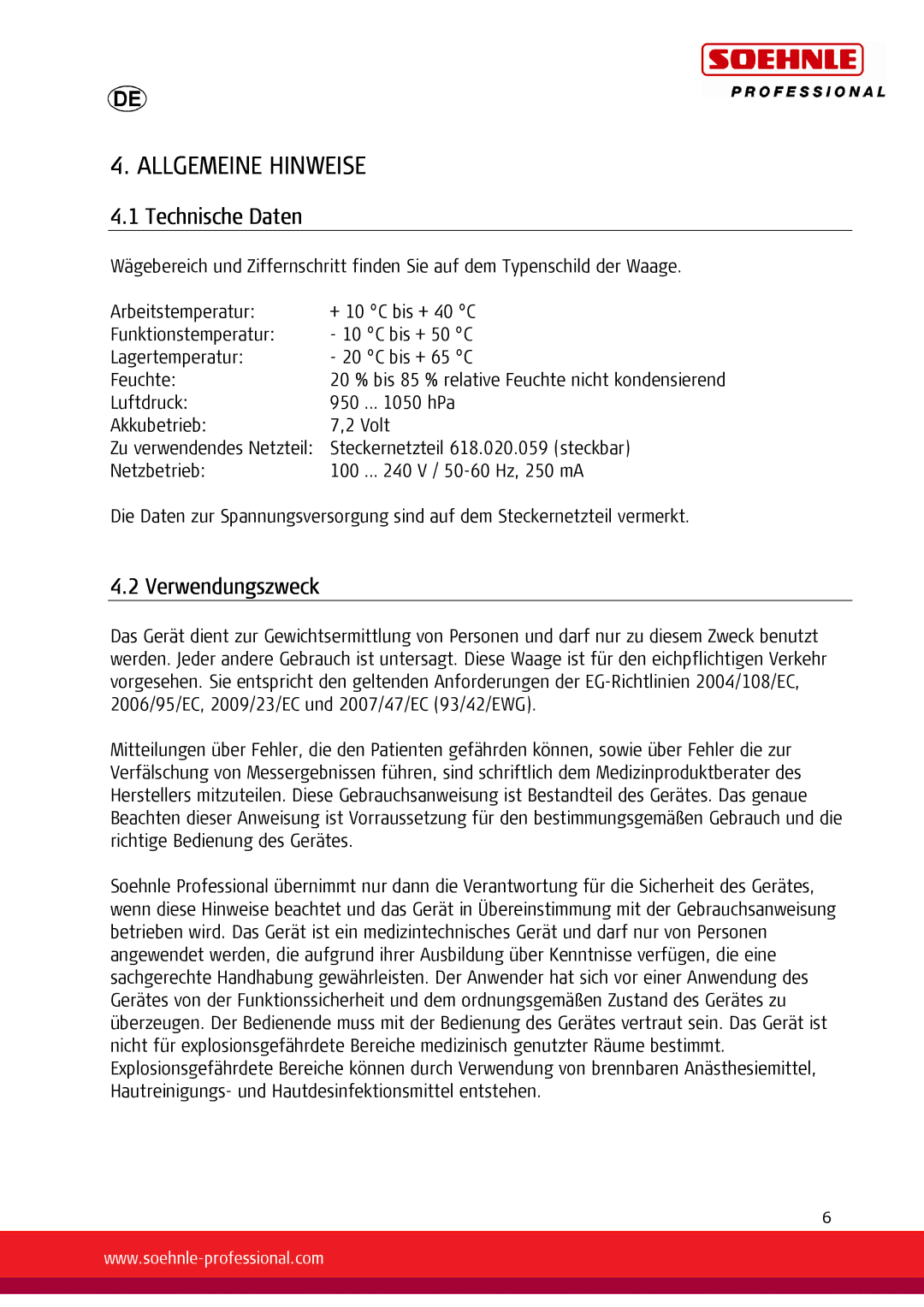 Soehnle 7730, 7731 user manual Allgemeine Hinweise, Technische Daten, Verwendungszweck 