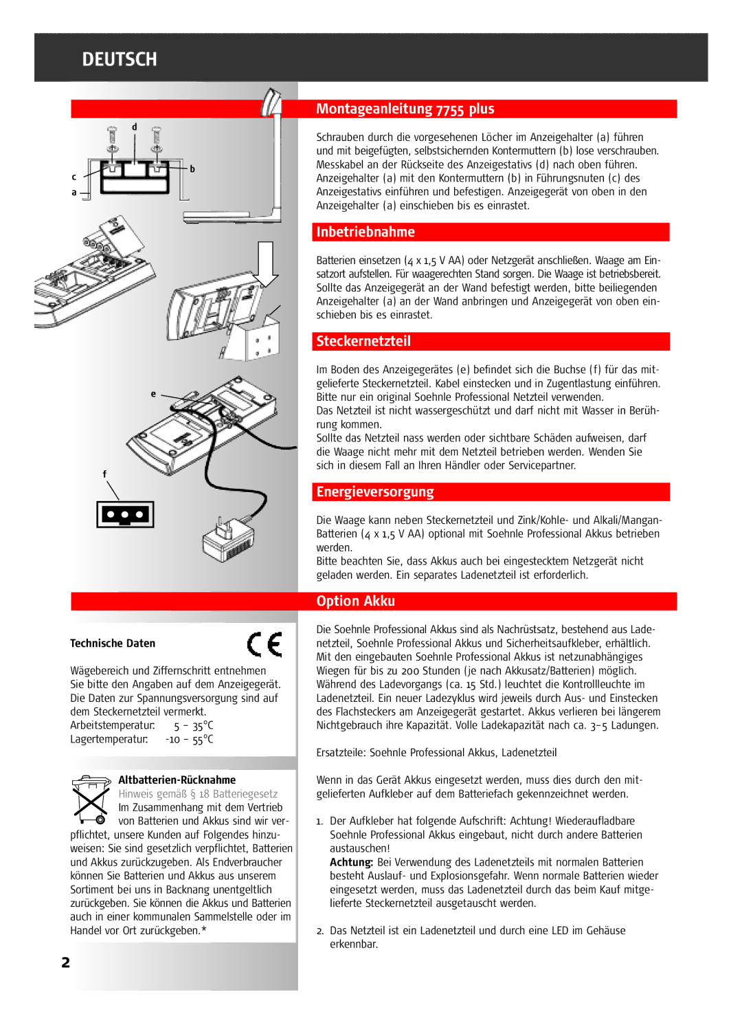 Soehnle 7756, 7755 Plus, 7757 operating instructions Deutsch 