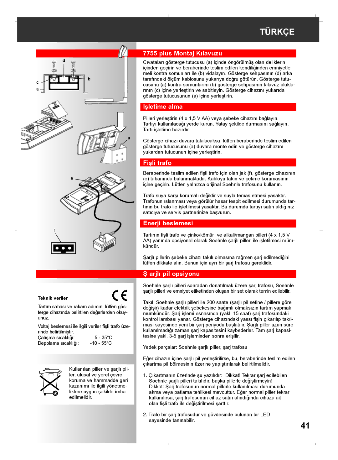 Soehnle 7755 Plus, 7756, 7757 operating instructions Türkçe 