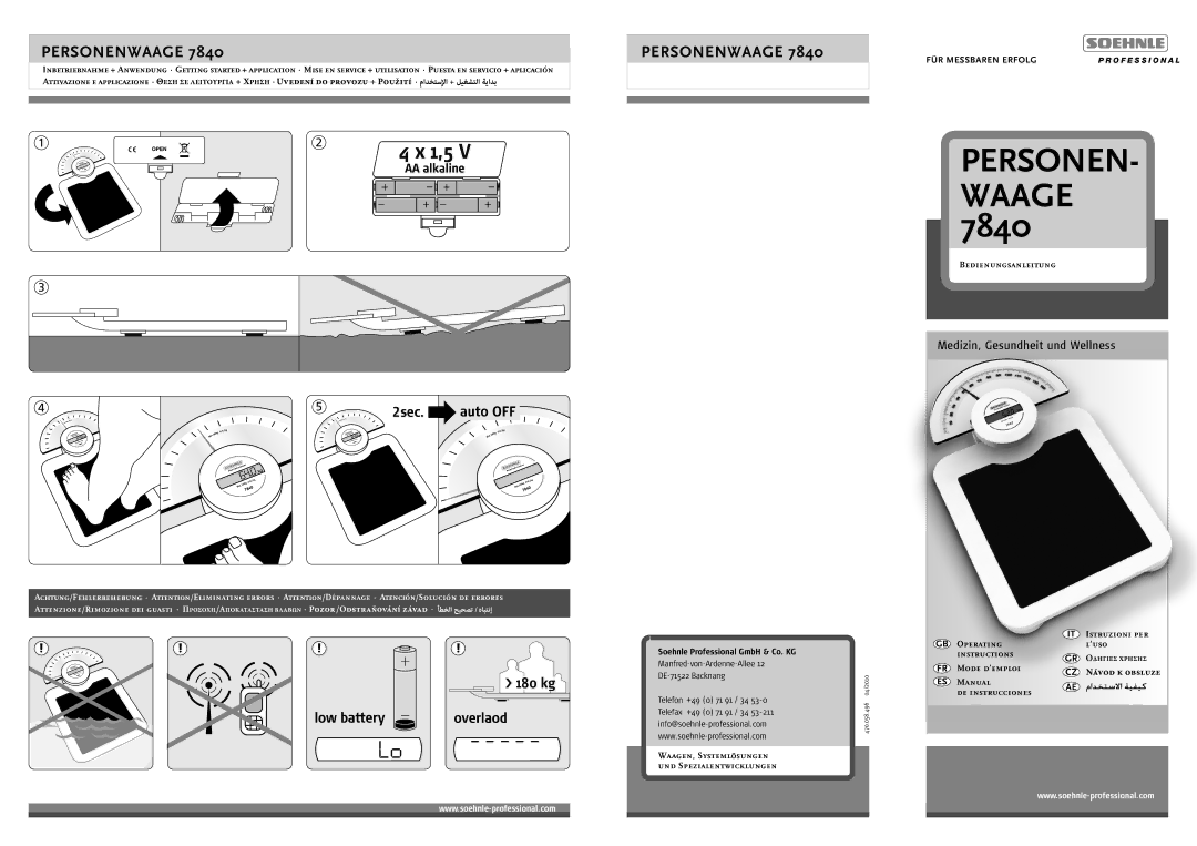 Soehnle 7840 operating instructions Personen 