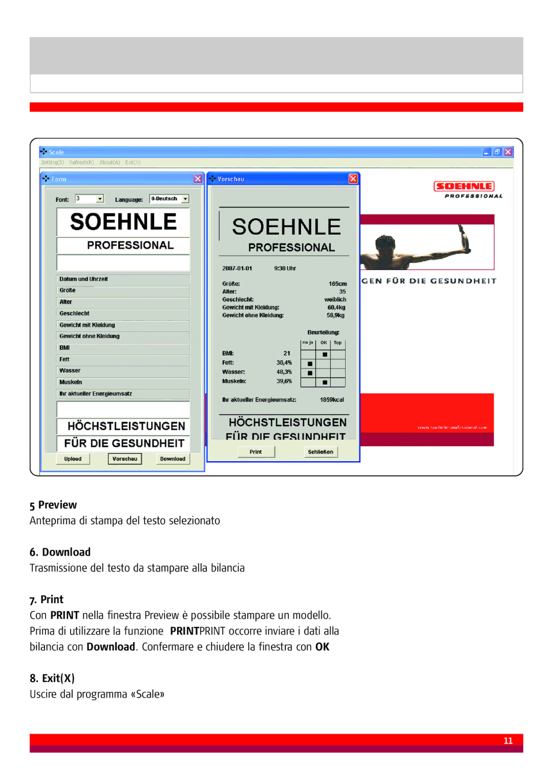 Soehnle 7850 manual Anteprima di stampa del testo selezionato 