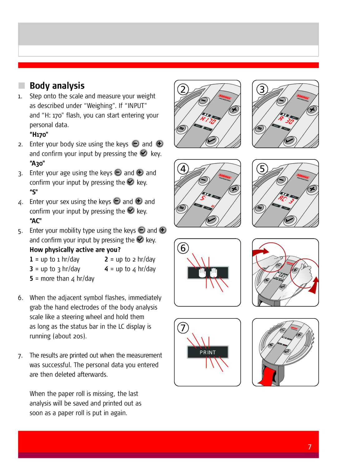 Soehnle 7850 manual Body analysis 