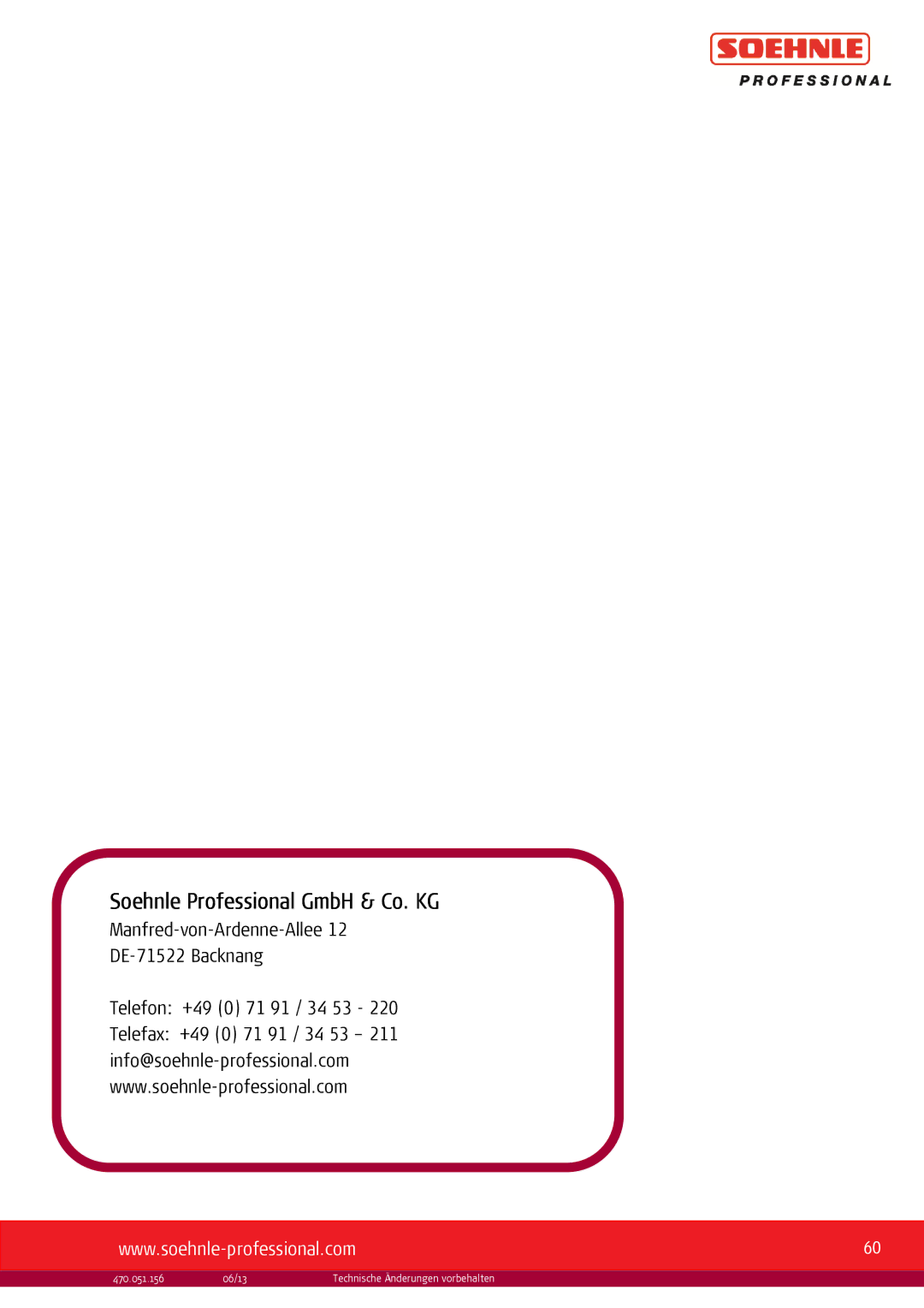 Soehnle 9055, 9057, 9056 user manual Soehnle Professional GmbH & Co. KG 