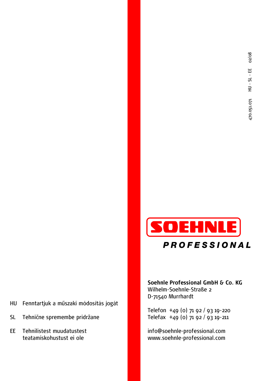 Soehnle 9220 manual +49 0 71 