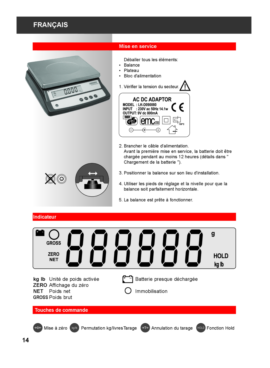 Soehnle 9240 manual Mise en service, Indicateur, Touches de commande 