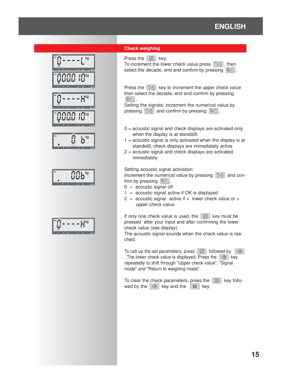 Soehnle 9320 manual Check weighing 