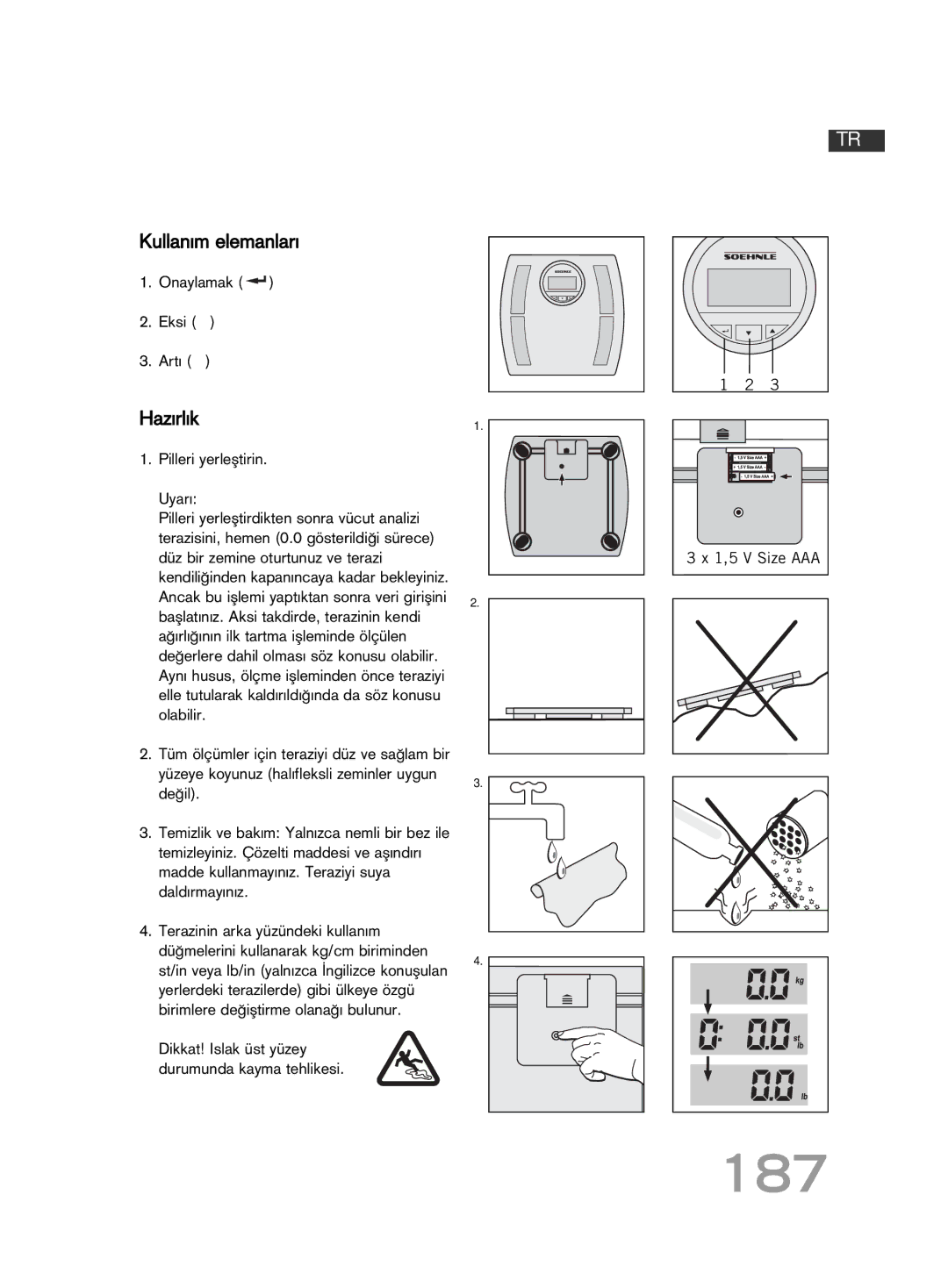 Soehnle F4 manual 187, Kullan∂m elemanlar∂, Haz∂rl∂k 