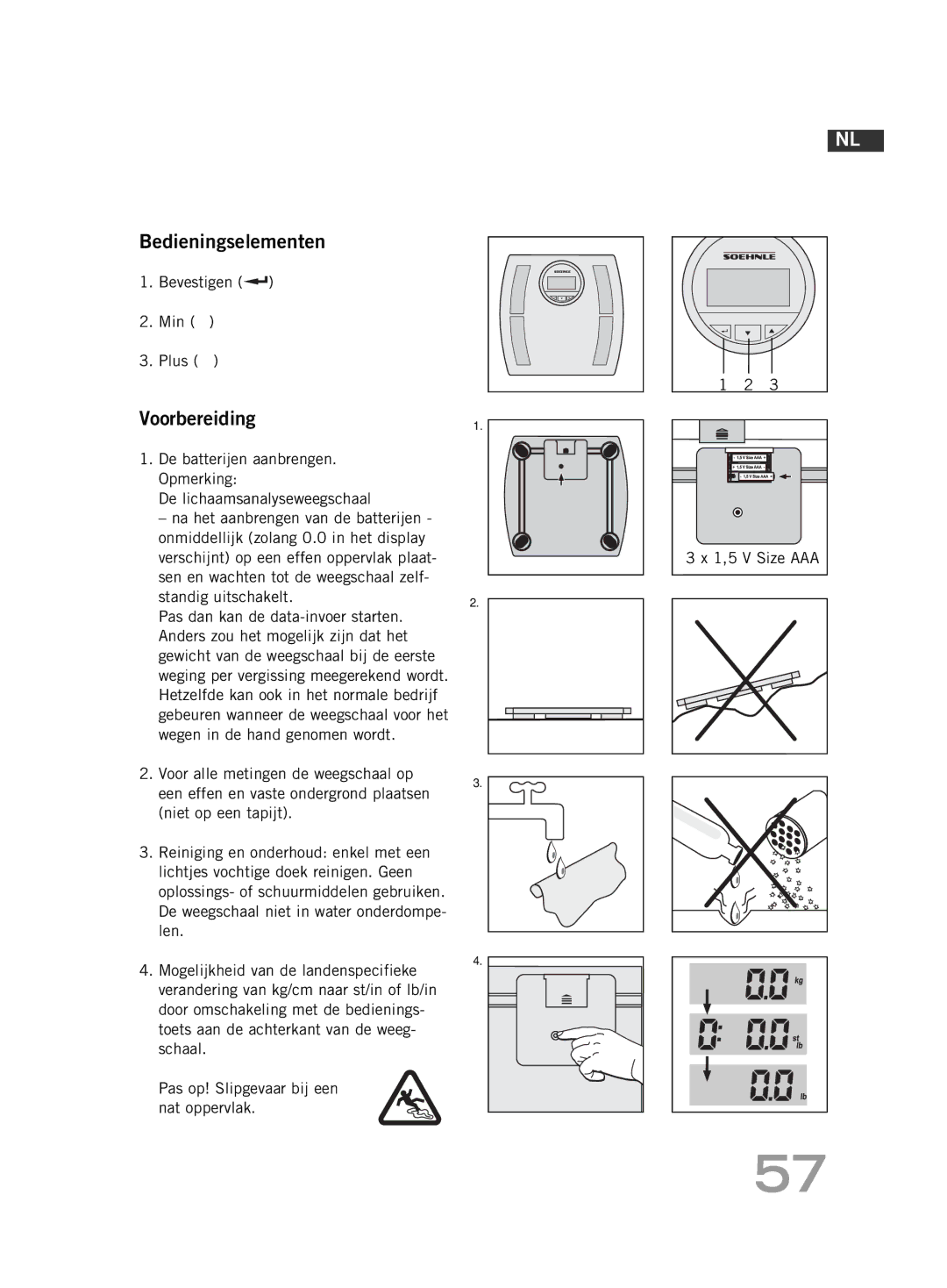 Soehnle F4 manual Bedieningselementen, Voorbereiding1, Bevestigen Min Plus 