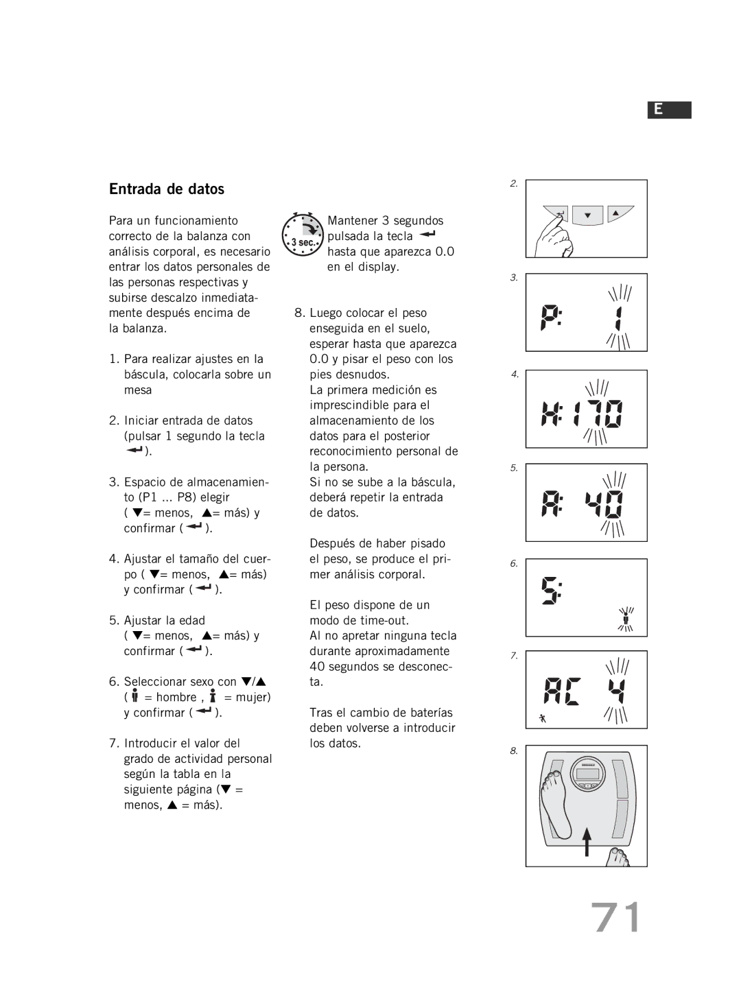 Soehnle F4 manual Entrada de datos 