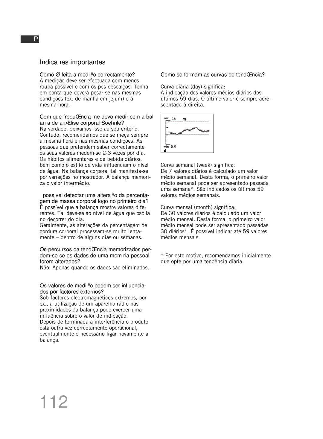 Soehnle F5 manual 112, Indicações importantes 