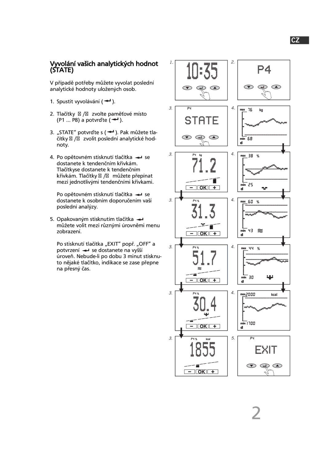 Soehnle F5 manual 201, Vyvolání vašich analytických hodnot 