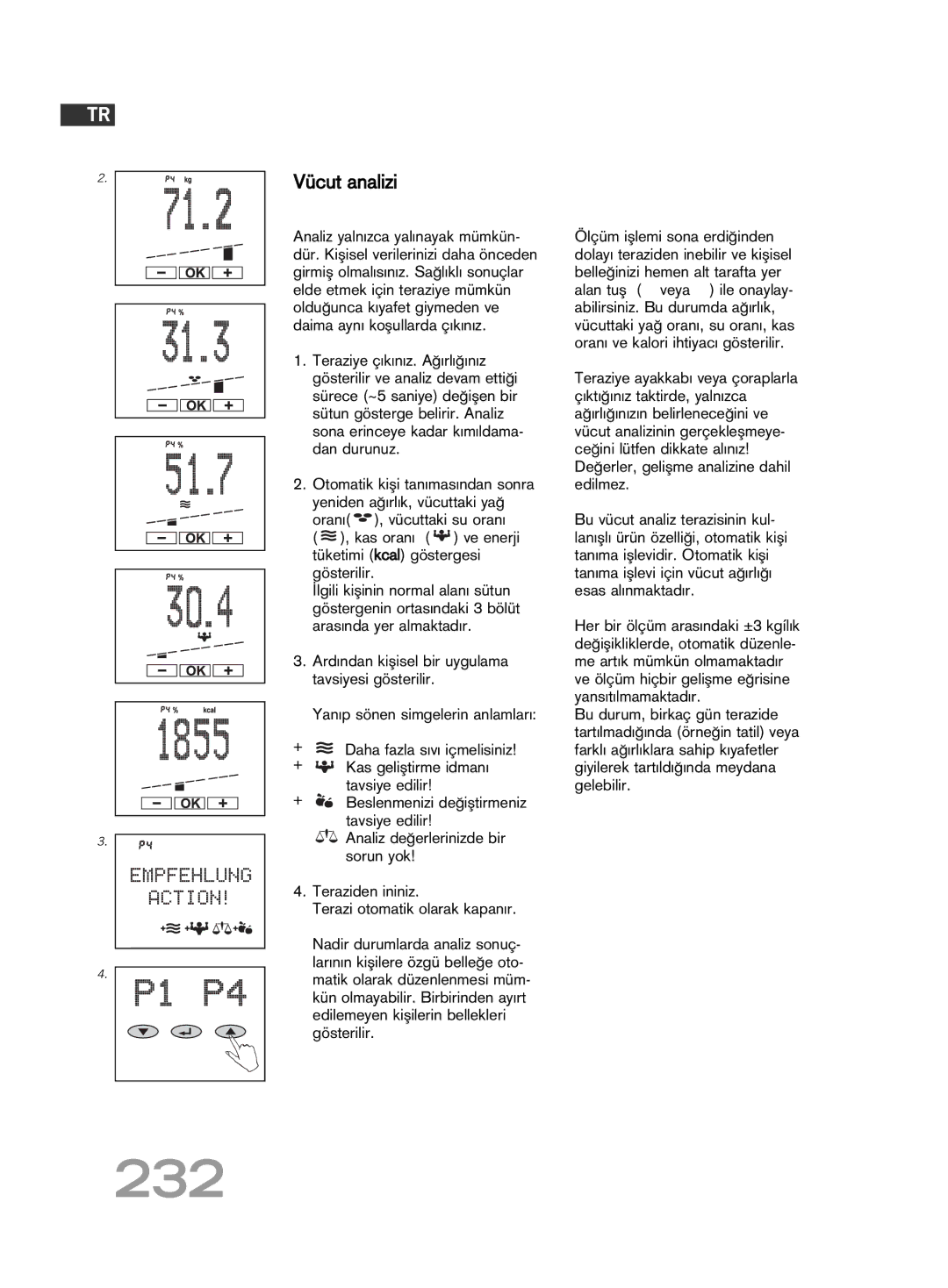 Soehnle F5 manual 232, Vücut analizi 