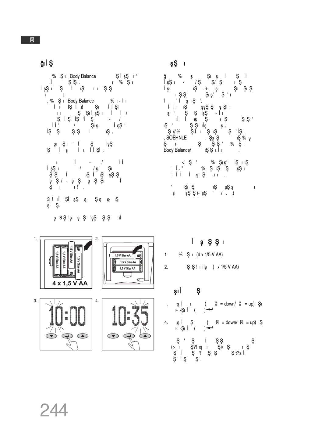 Soehnle F5 manual 244, Εισαγωγή, Σηµαντικές οδηγίες, Τοποθέτηση µπαταριών, Ρύθµιση ώρα 