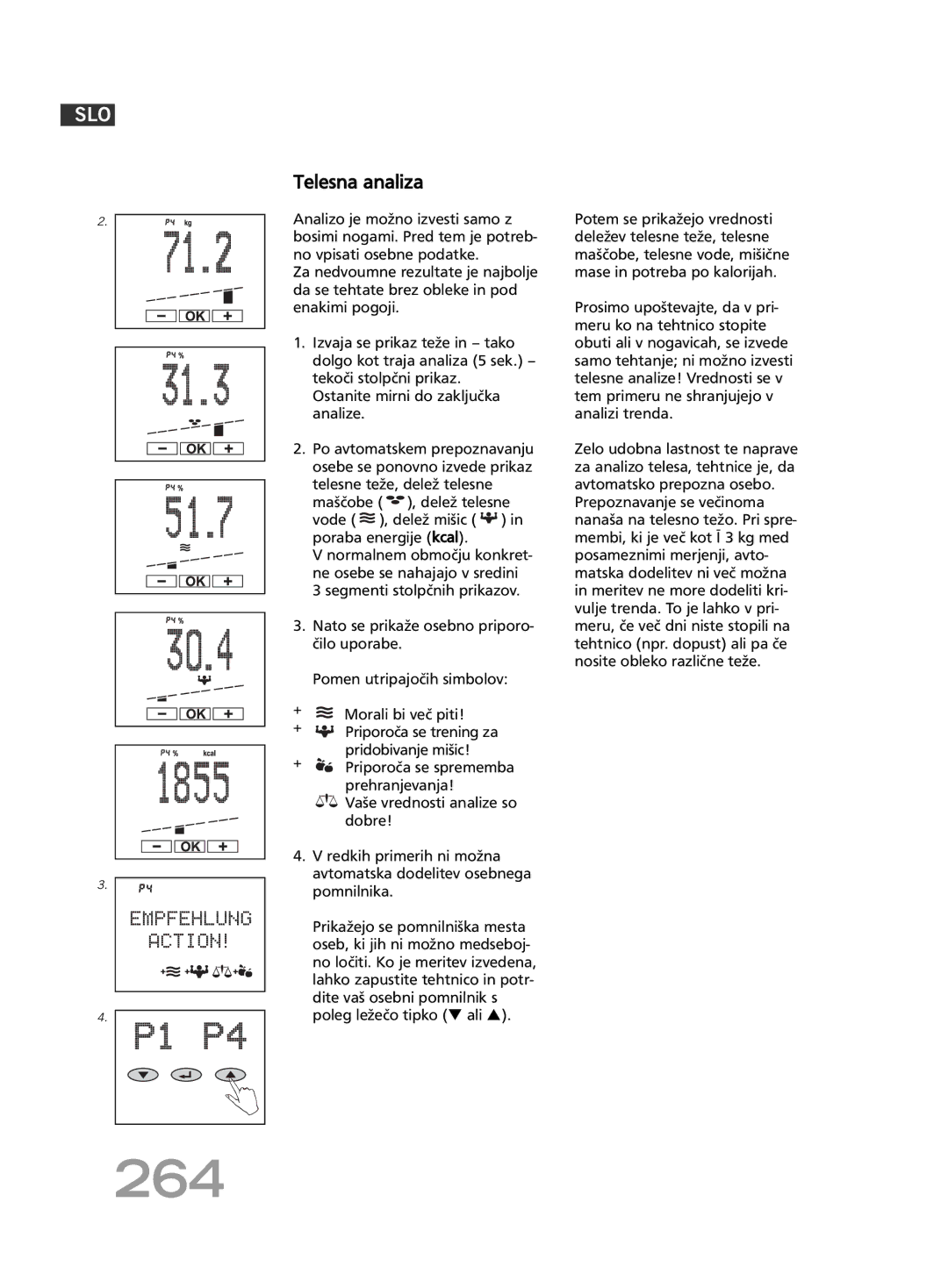 Soehnle F5 manual 264, Telesna analiza 