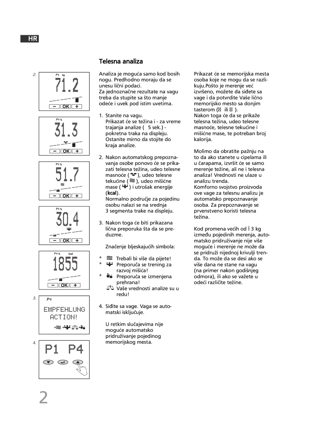 Soehnle F5 manual 280, Telesna analiza 