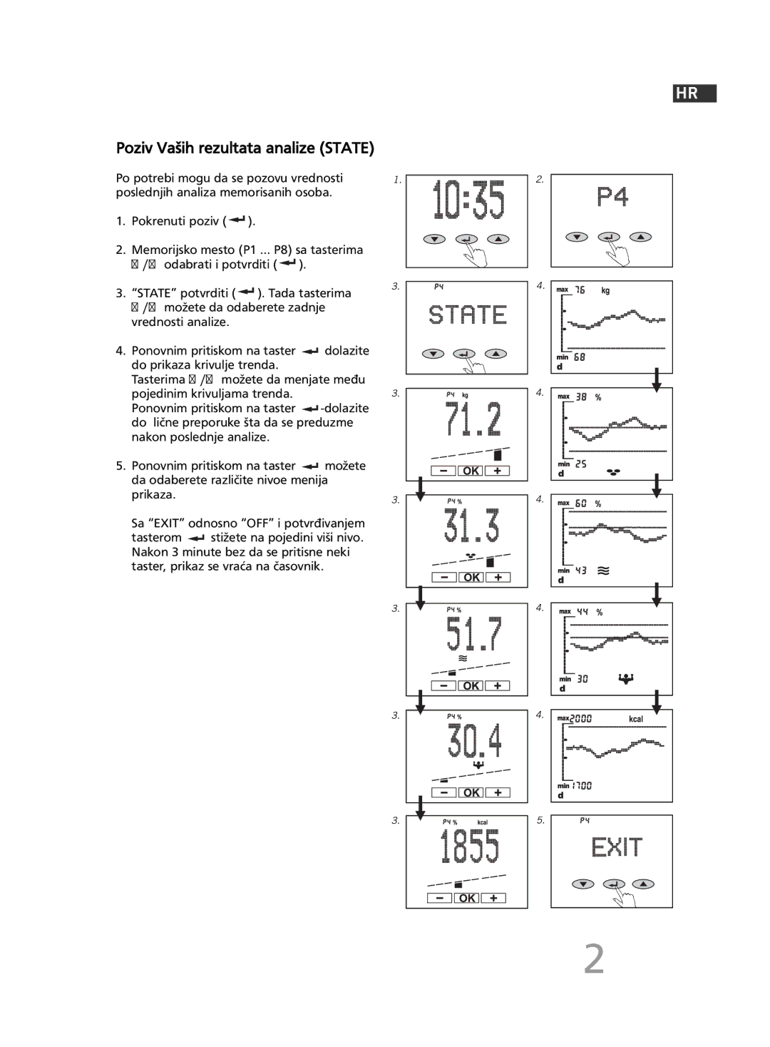 Soehnle F5 manual 281, Poziv Vaših rezultata analize State 