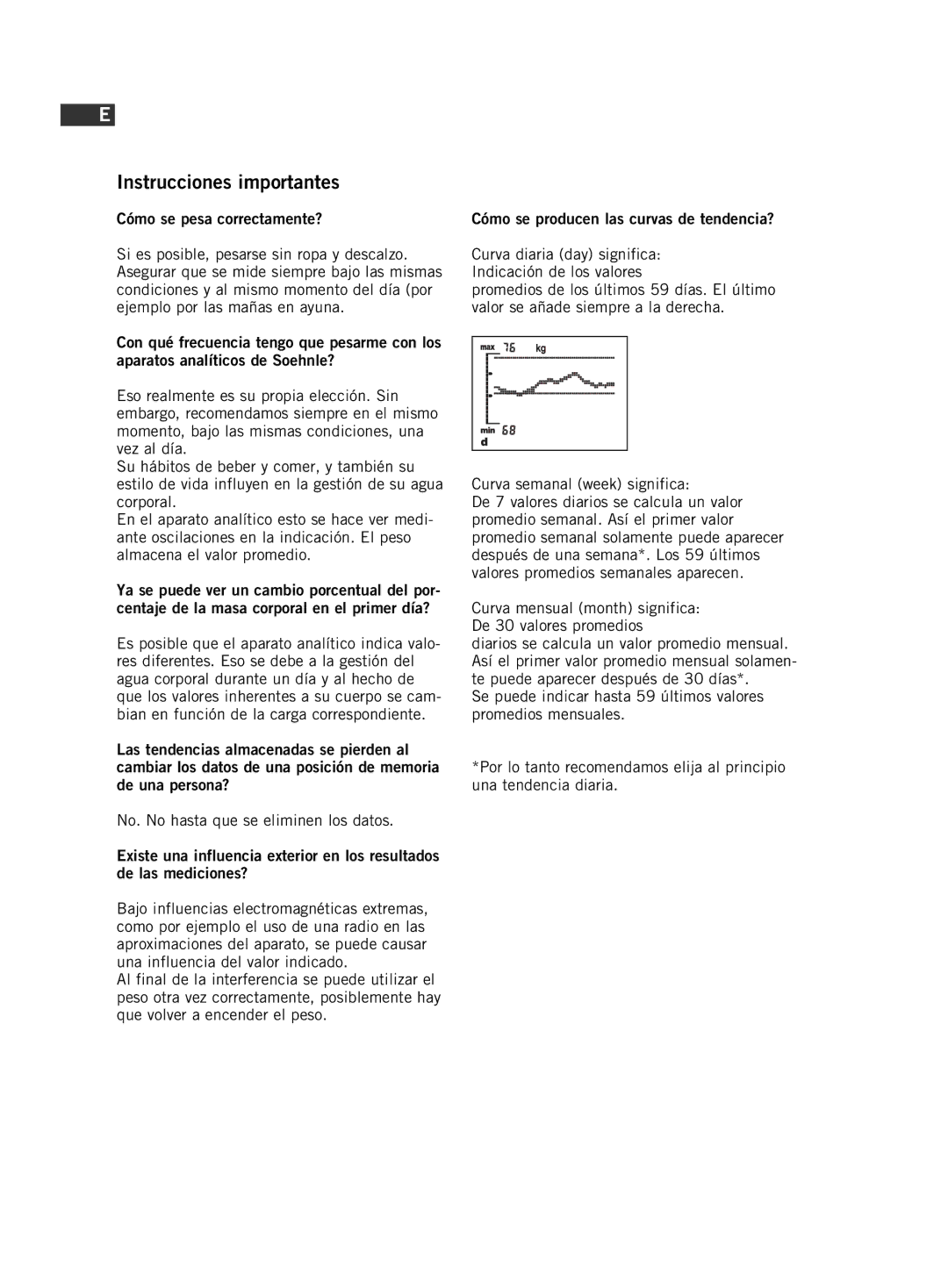 Soehnle F5 manual Instrucciones importantes 