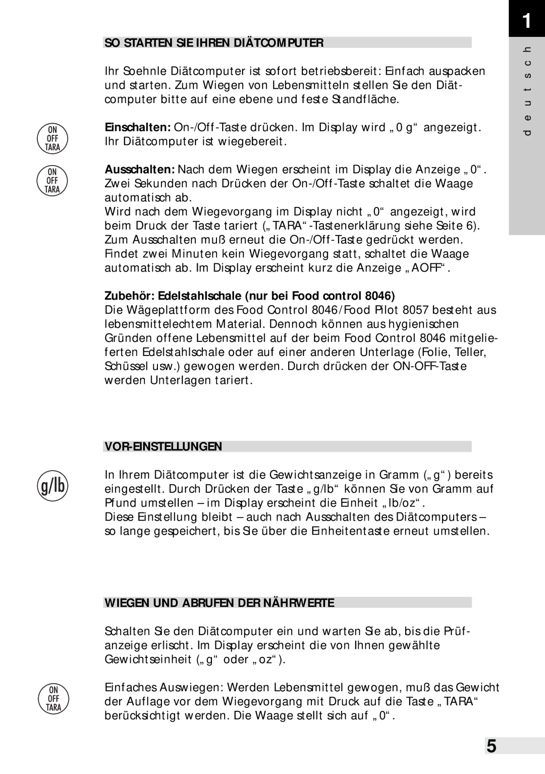 Soehnle Food Control 8046, Food Pilot 8057 SO Starten SIE Ihren Diätcomputer, Zubehör Edelstahlschale nur bei Food control 