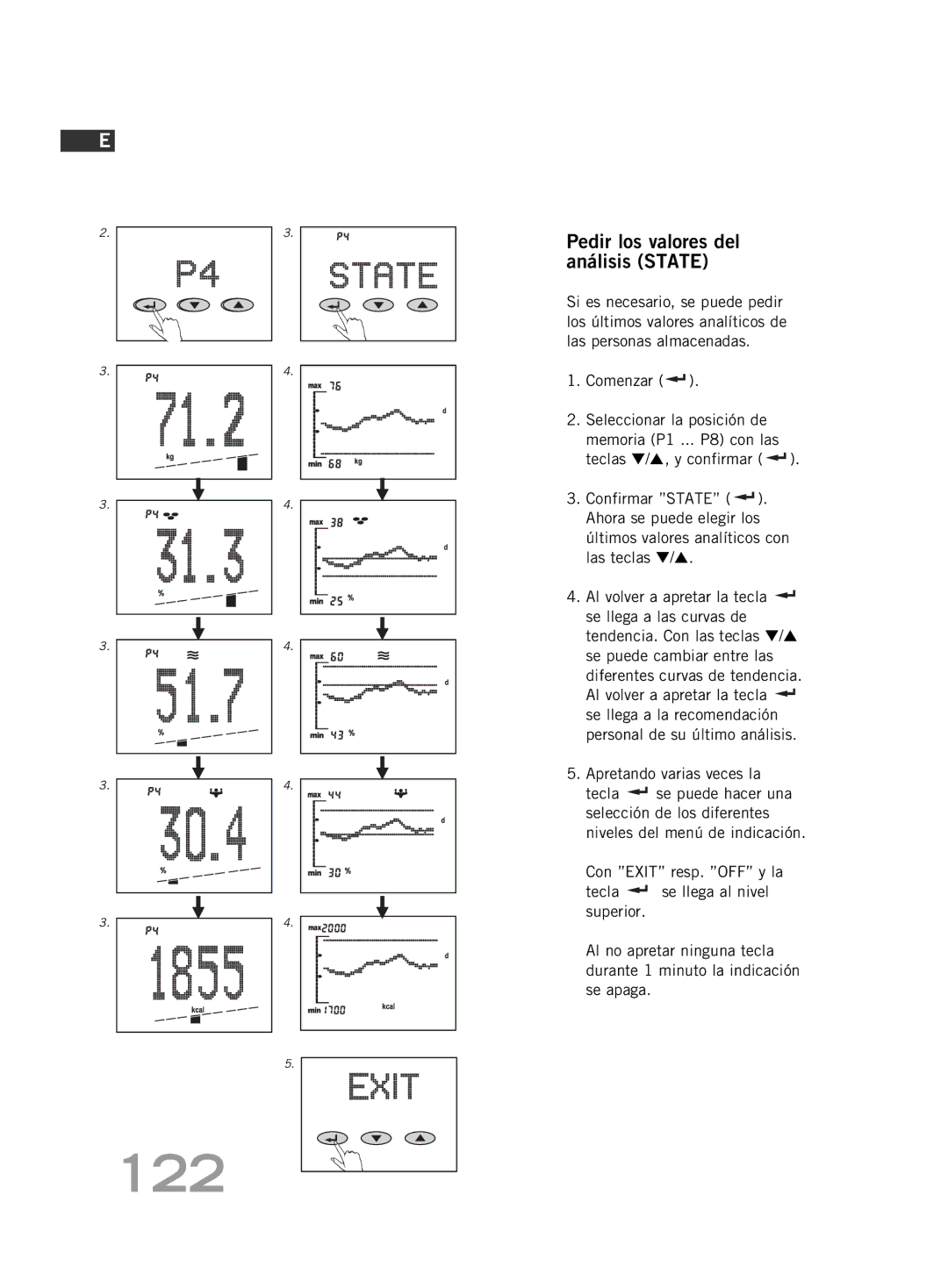 Soehnle FT 5 manual 122, Pedir los valores del análisis State 