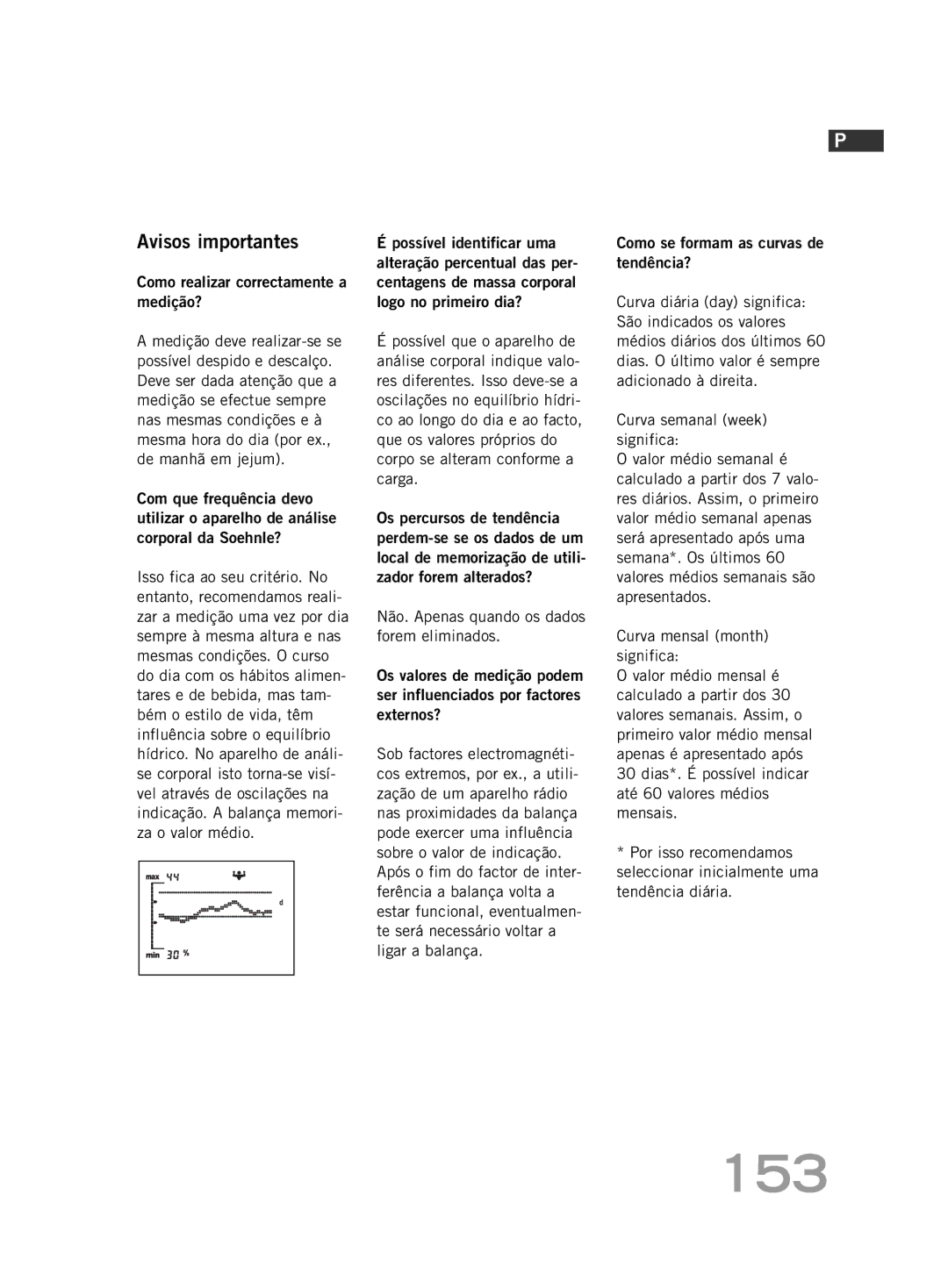 Soehnle FT 5 manual 153, Avisos importantes, Como realizar correctamente a medição? 