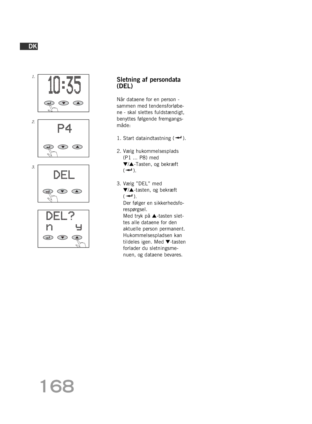 Soehnle FT 5 manual 168, Sletning af persondata DEL 