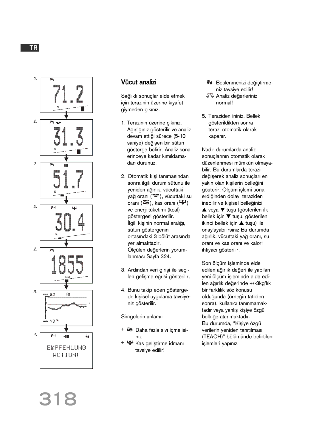 Soehnle FT 5 manual 318, Vücut analizi 