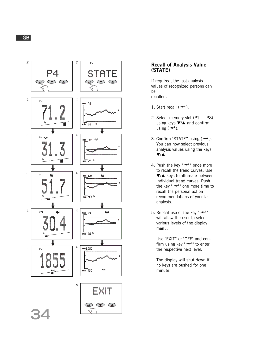 Soehnle FT 5 manual Recall of Analysis Value State 