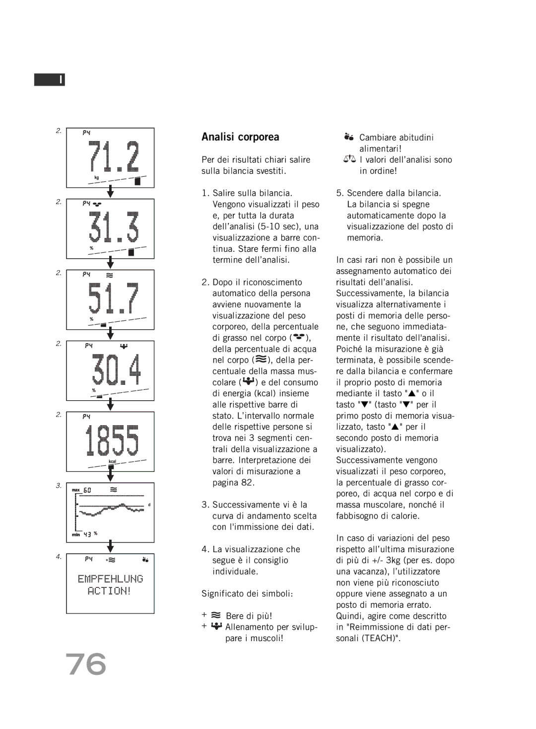 Soehnle FT 5 manual Analisi corporea 