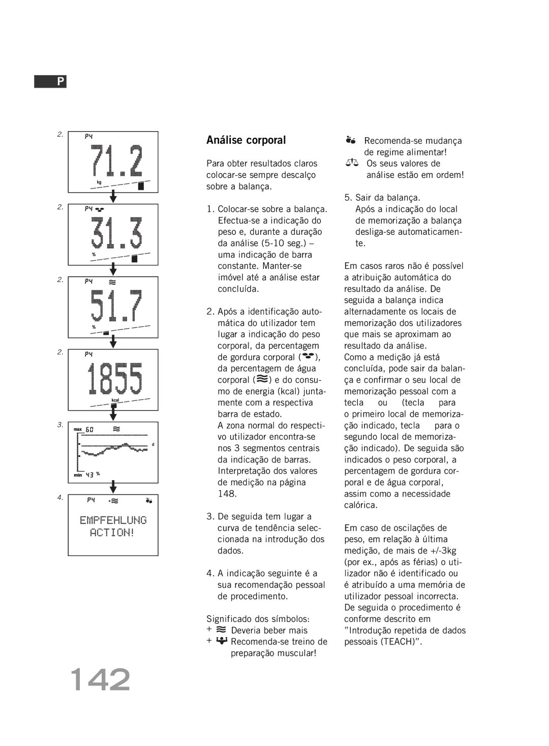 Soehnle FT4 manual 142, Análise corporal 