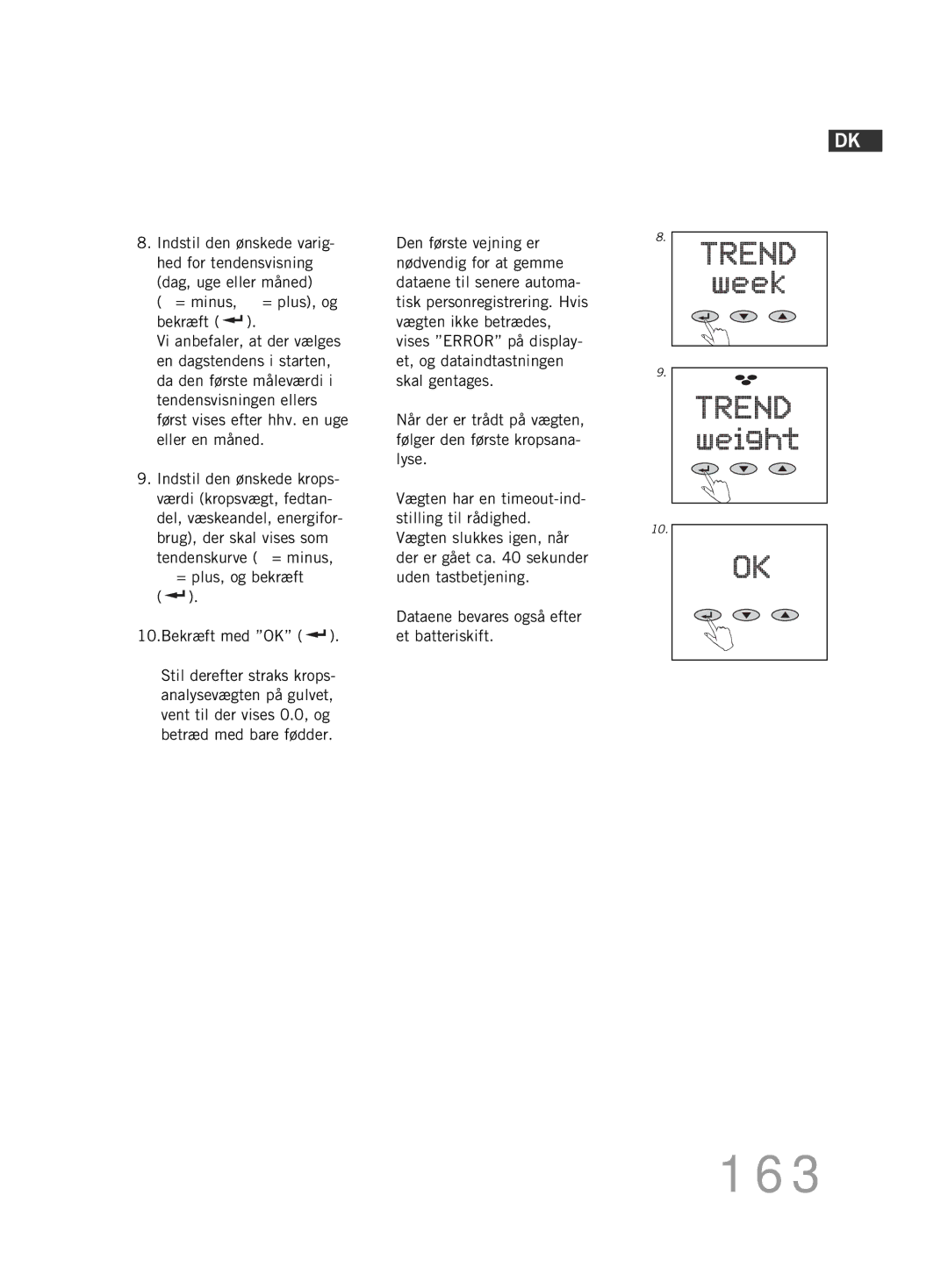 Soehnle FT4 manual 163, Bekræft med OK 