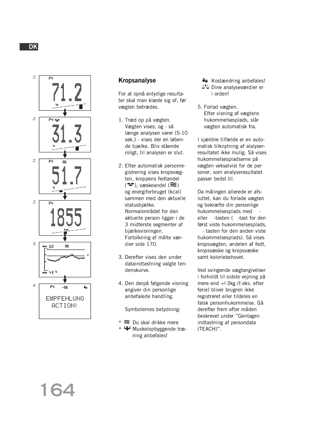 Soehnle FT4 manual 164, Kropsanalyse 