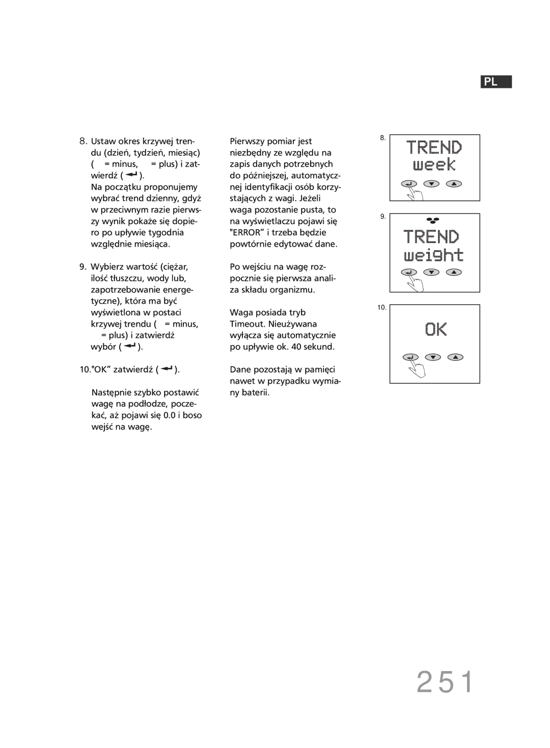 Soehnle FT4 manual 251, Wierdź, Wybór OK zatwierdź 