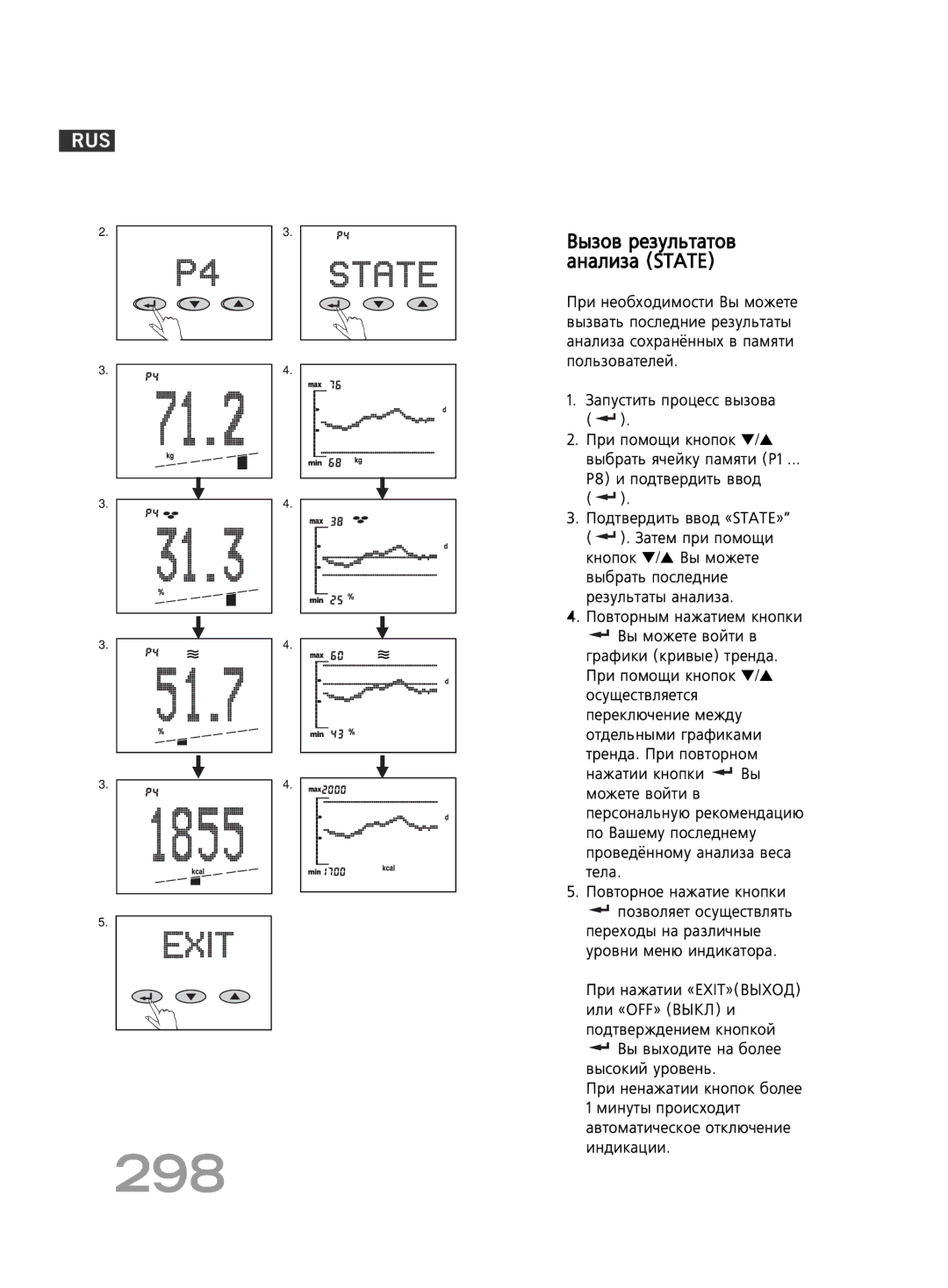 Soehnle FT4 manual 298, ˚ÁÓ‚ ÂÁÛÎ¸Ú‡ÚÓ‚ ‡Ì‡ÎËÁ‡ State 