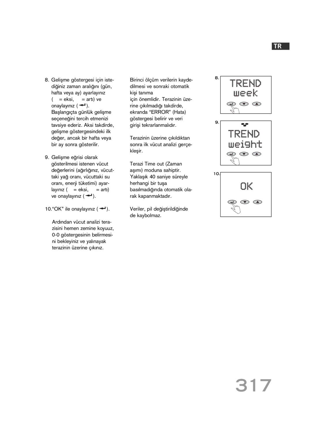 Soehnle FT4 manual 317, OK ile onaylay∂n∂z 