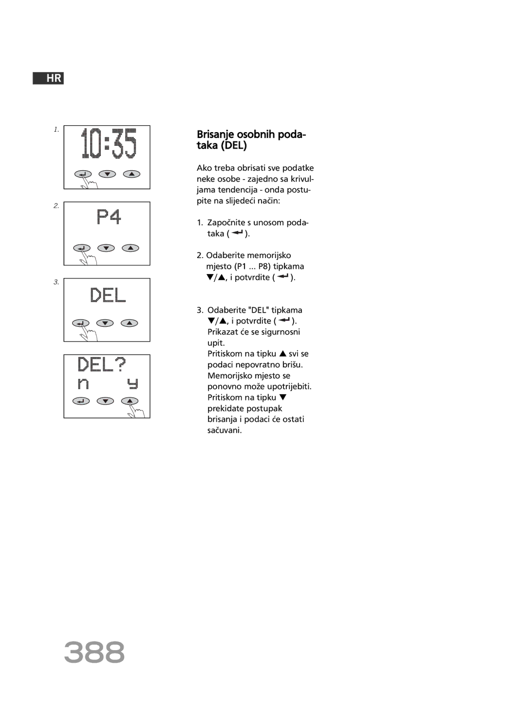 Soehnle FT4 manual 388, Brisanje osobnih poda- taka DEL 