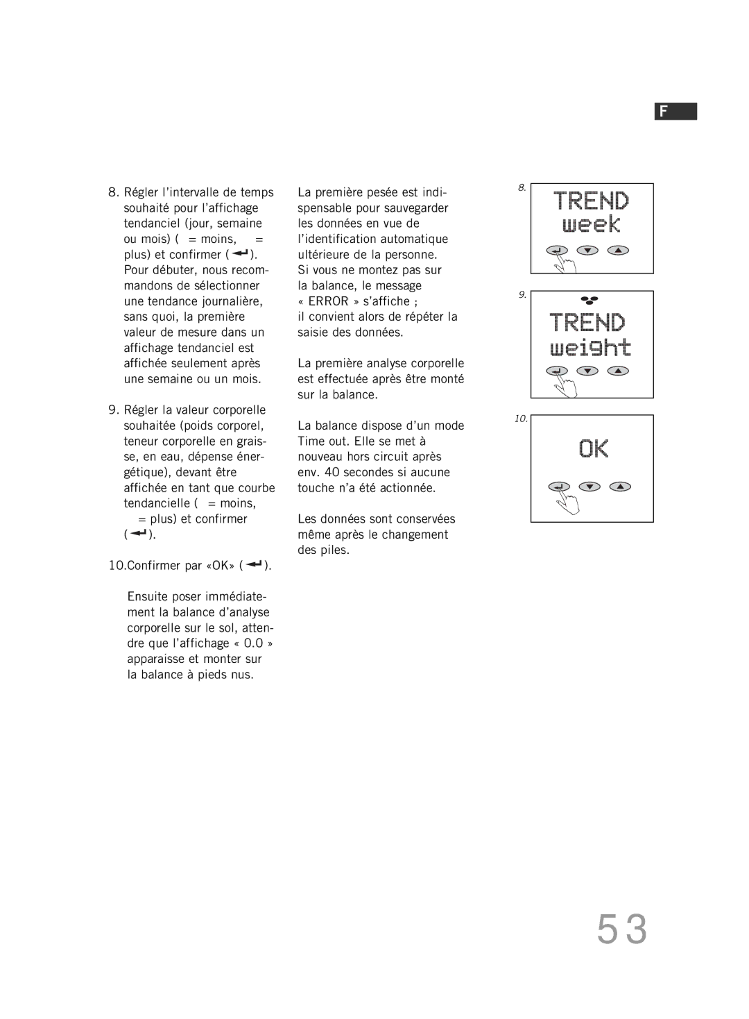 Soehnle FT4 manual Confirmer par «OK» 